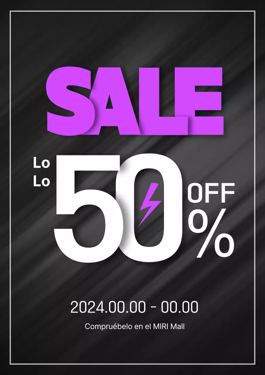 Anuncio de rebajas sencillo en morado y negro