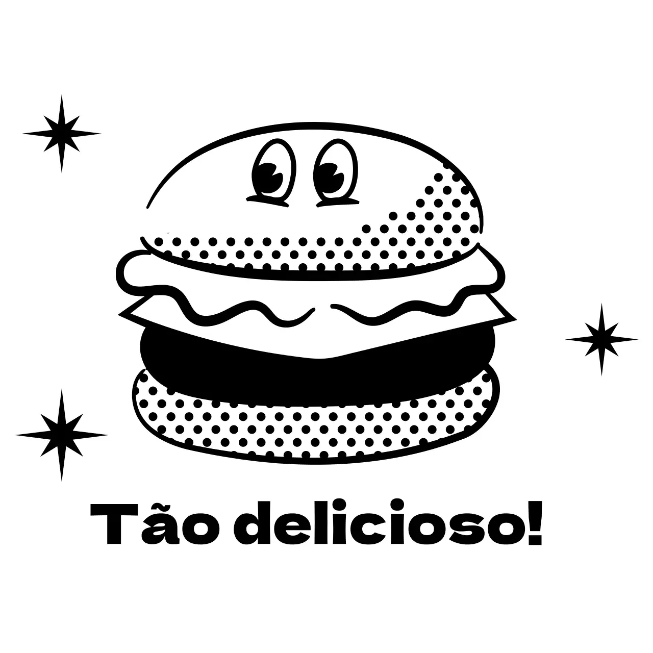 Hambúrguer preto Ponto de desenho animado Ilustração de desenho animado