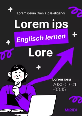 Förderung einer schwarz-lila, von Pop-Art inspirierten Englisch-Studienmesse an einem College