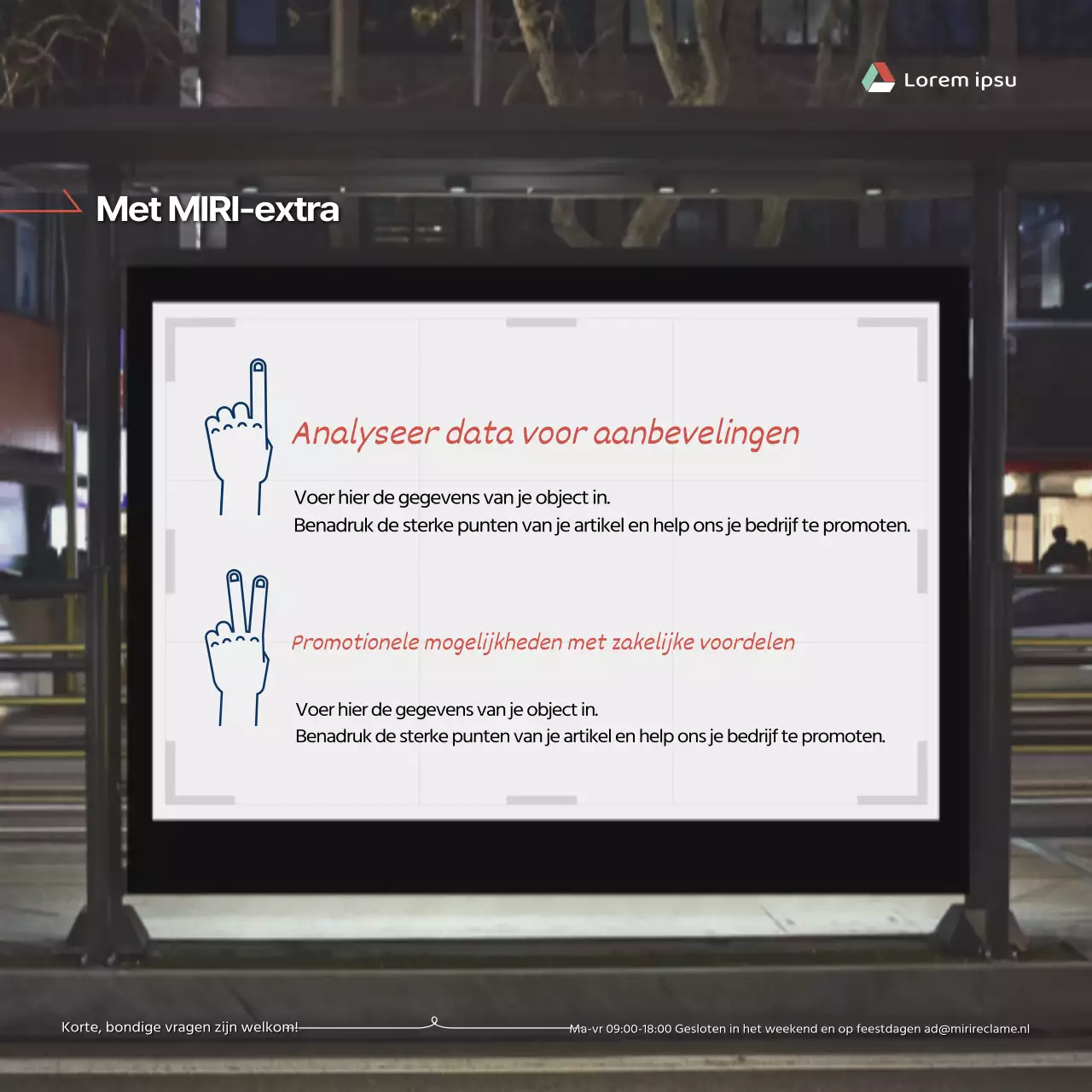 Promoot eenvoudige buitenreclame in oranje