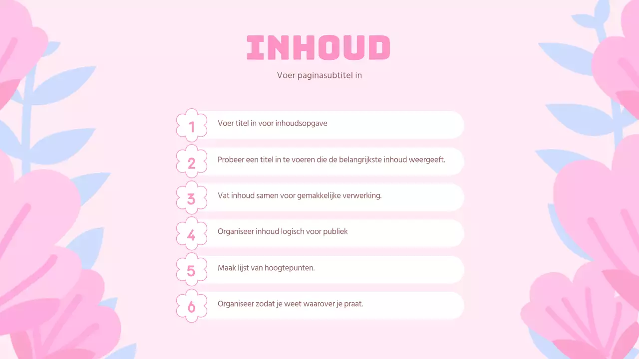 Een festivalplanner met lentebloemen, roze en lichtblauw