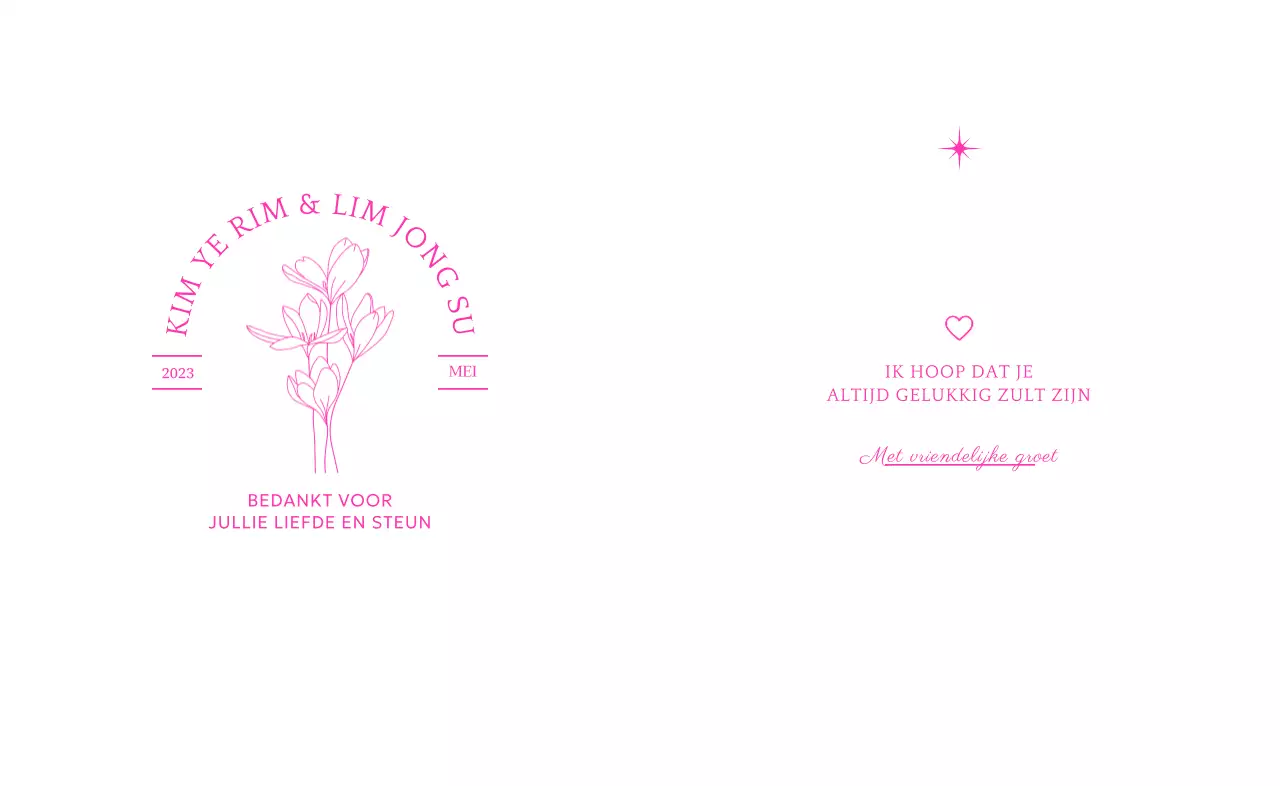 Ontwerp huwelijksgeschenken met typografie en bloemenillustraties