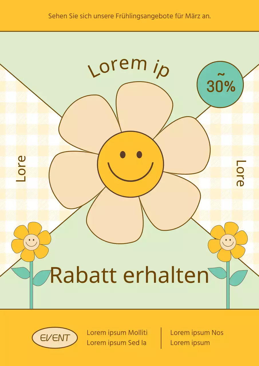Werbung für einen hübschen Frühlingsverkauf in Gelb und Chartreuse