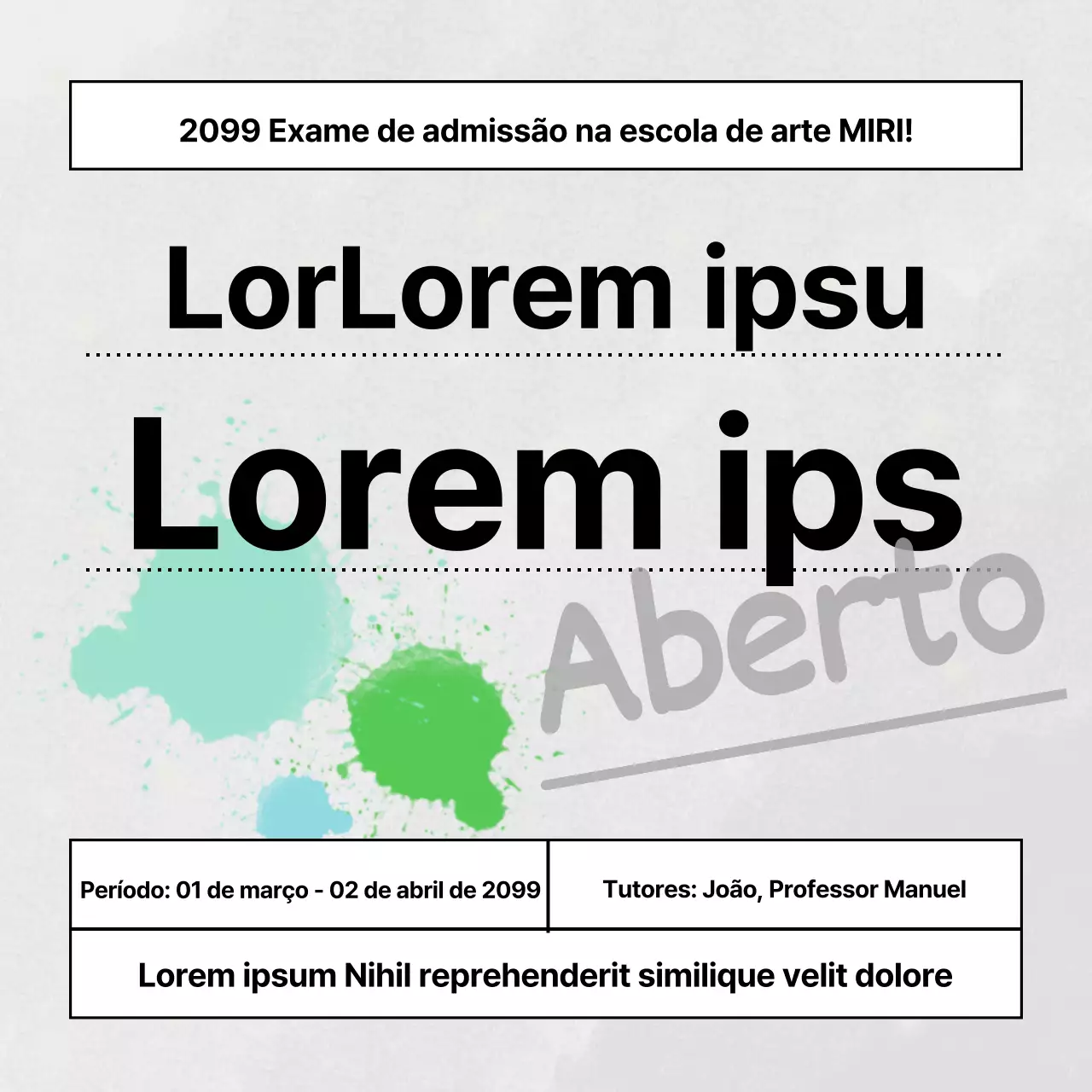 Promoção de palestras de escolas de arte cinzentas e simples para o exame de admissão