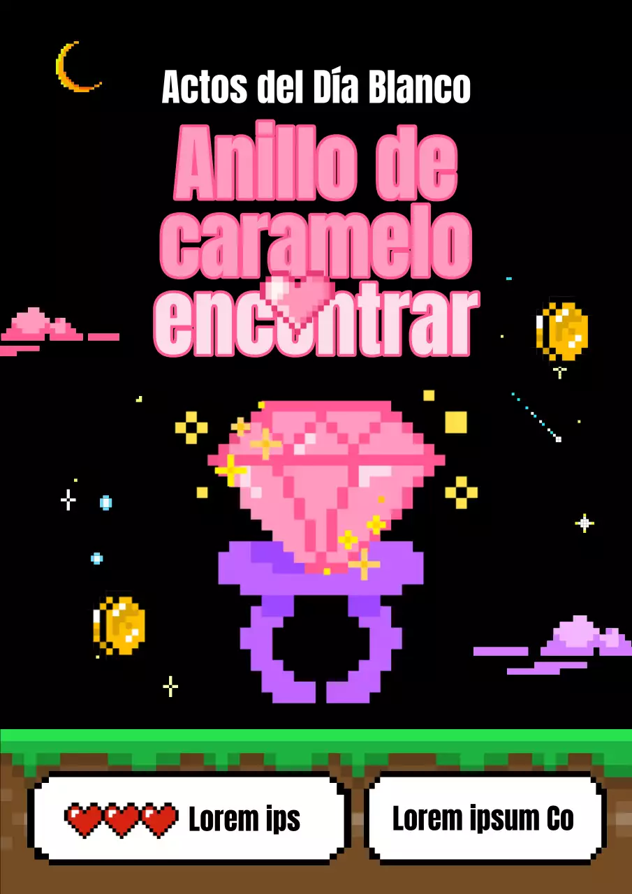 Anuncio del evento de juegos del Día Blanco en rosa y negro