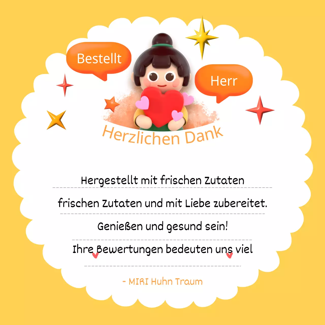 Niedliches gelb-weißes Kunden-Dankeschön-Briefpapier