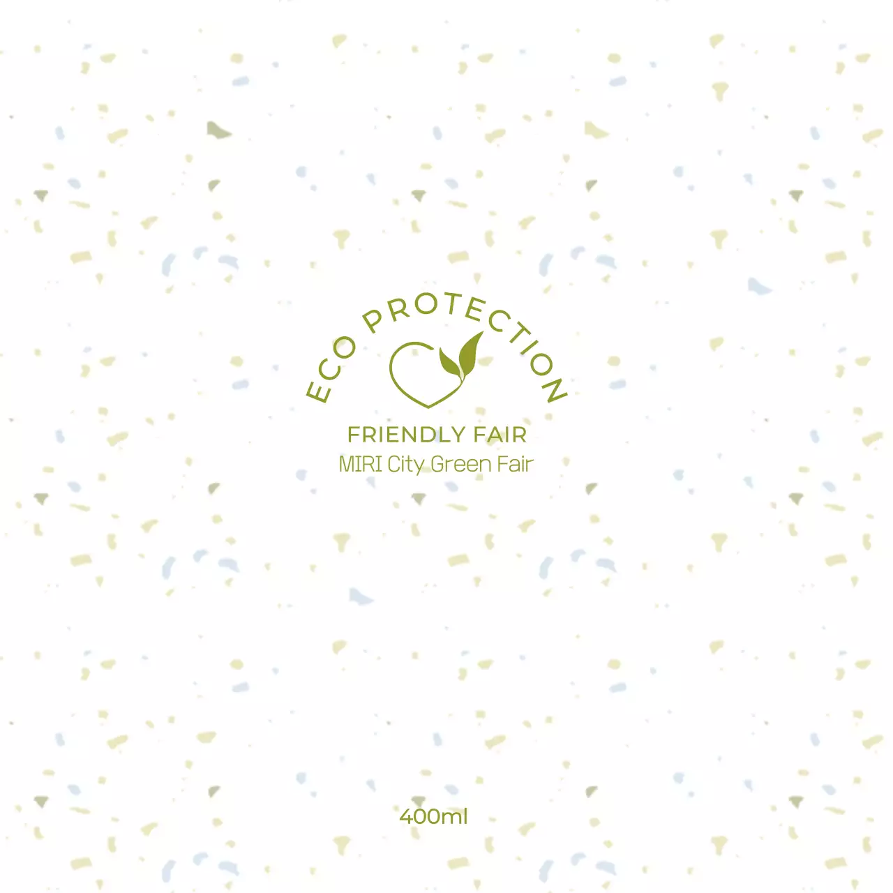 Konsep pameran yang ramah lingkungan dengan pola titik-titik hijau