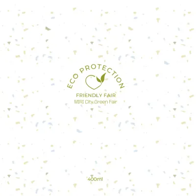 Konsep pameran yang ramah lingkungan dengan pola titik-titik hijau