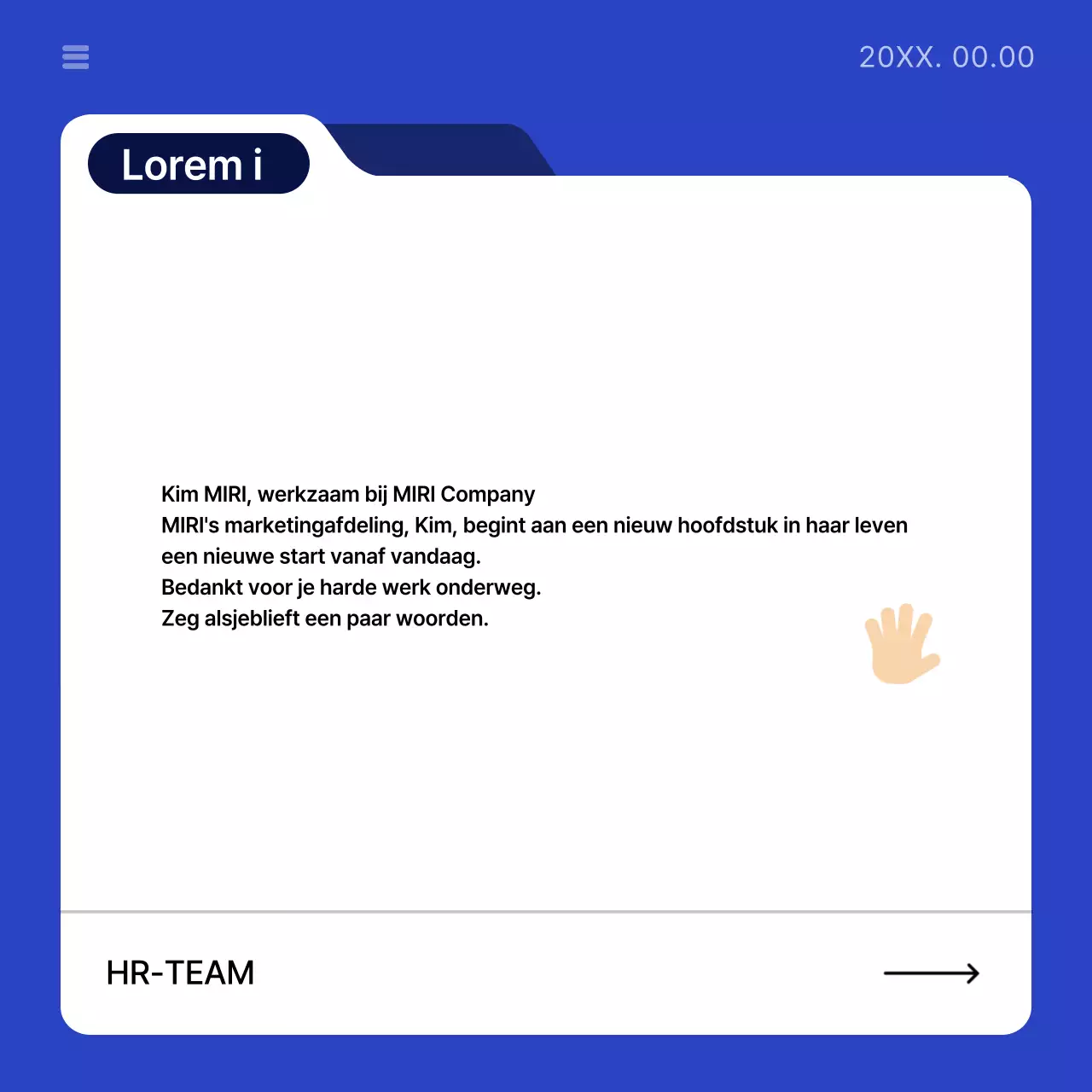 Eenvoudige bedrijfsaankondiging in blauw