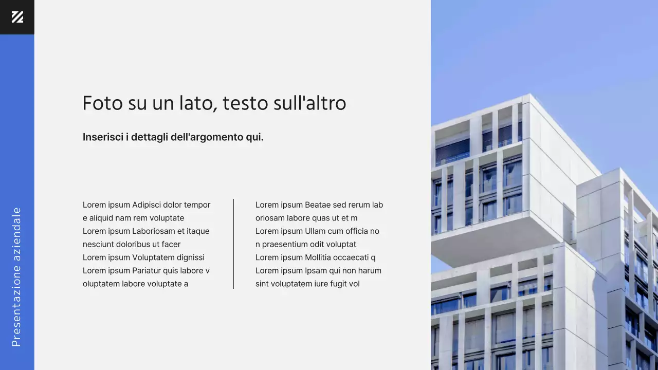 Lavoratore d'ufficio moderno in blu presentazione del documento aziendale