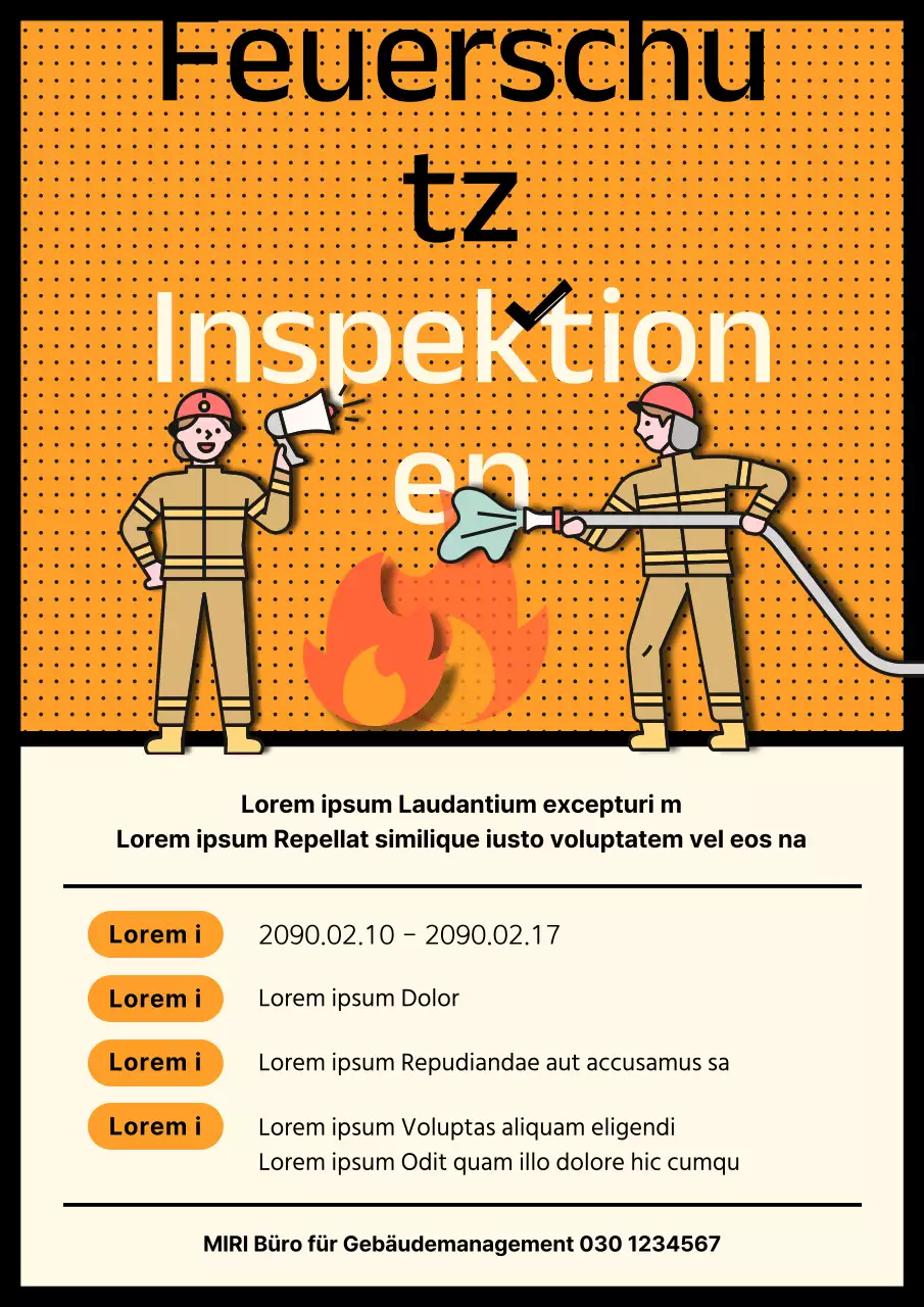 Niedlicher orange-elfenbeinfarbener Feuerbescheid
