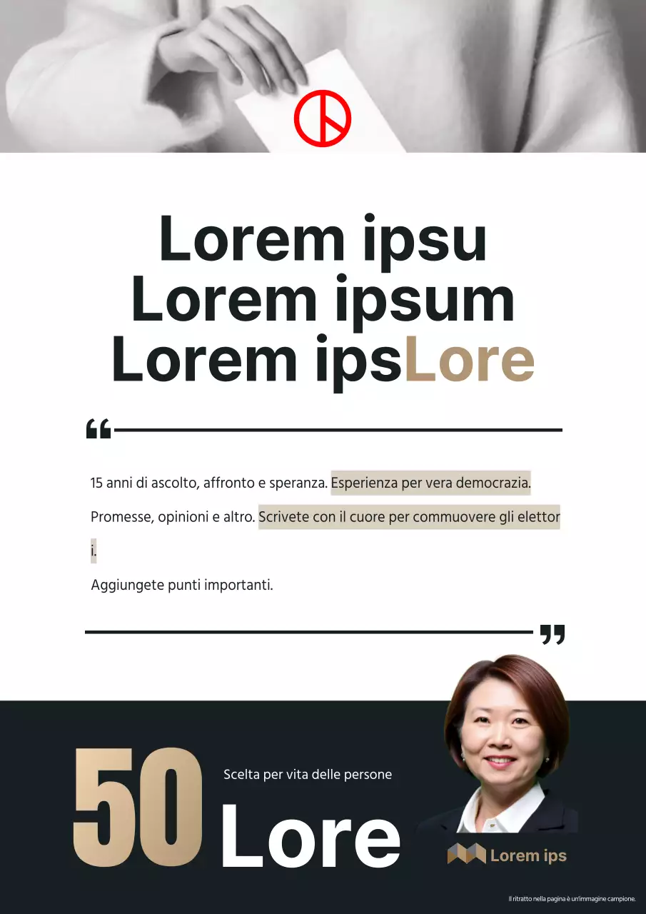 Una semplice campagna elettorale parlamentare in beige e nero