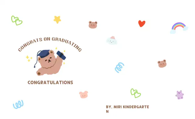 Wisuda yang penuh warna dan imut dengan cetakan tangan boneka beruang