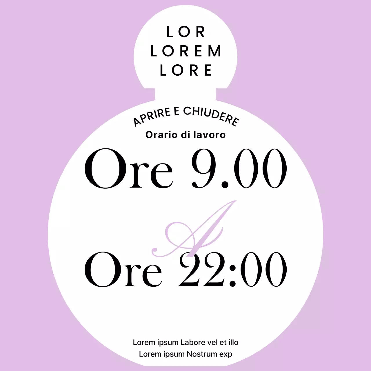 Semplice annuncio degli orari di funzionamento in viola