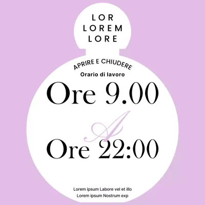 Semplice annuncio degli orari di funzionamento in viola