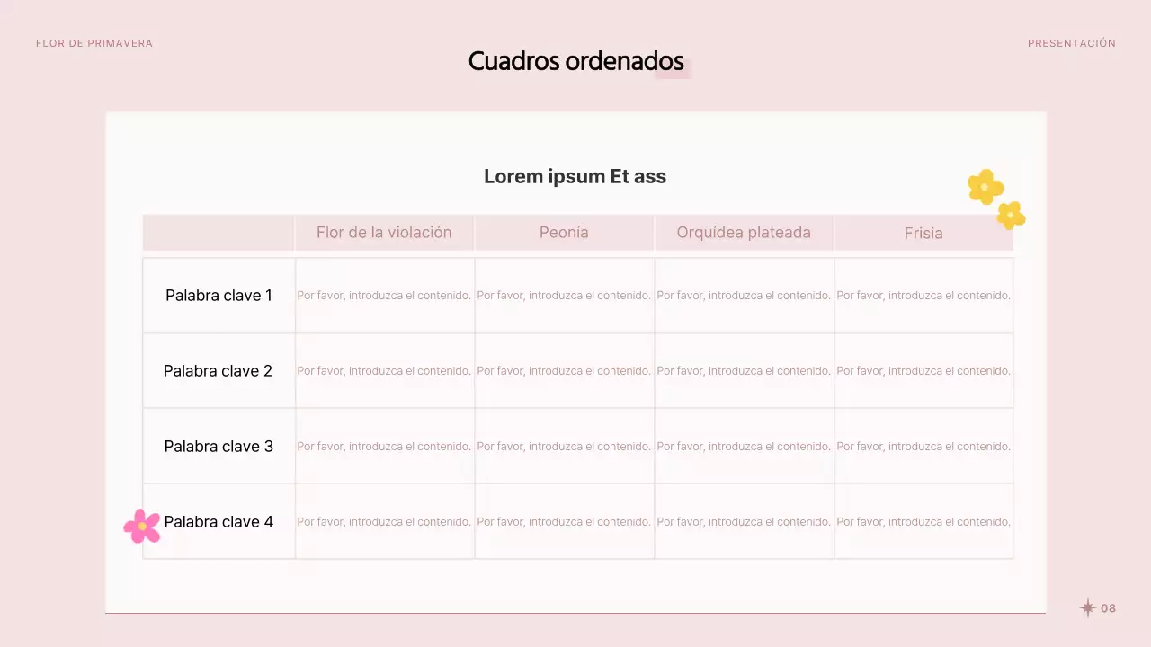 Bonitas flores de primavera en presentación rosa y blanca