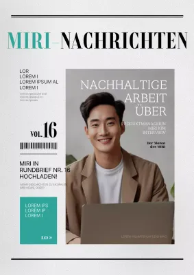 Eine einfache mintfarbene und graue Ankündigung zum Hochladen des Unternehmens-Newsletters