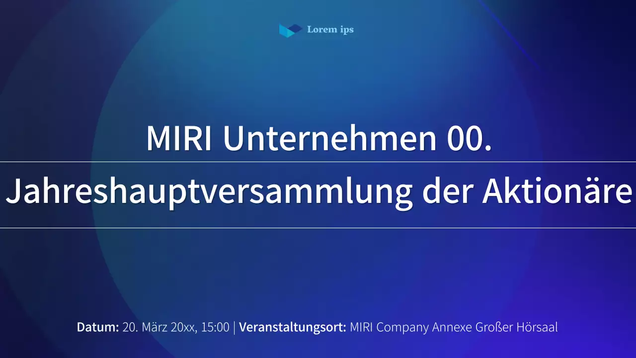 Ein einfacher Aktionärsbericht in Blau