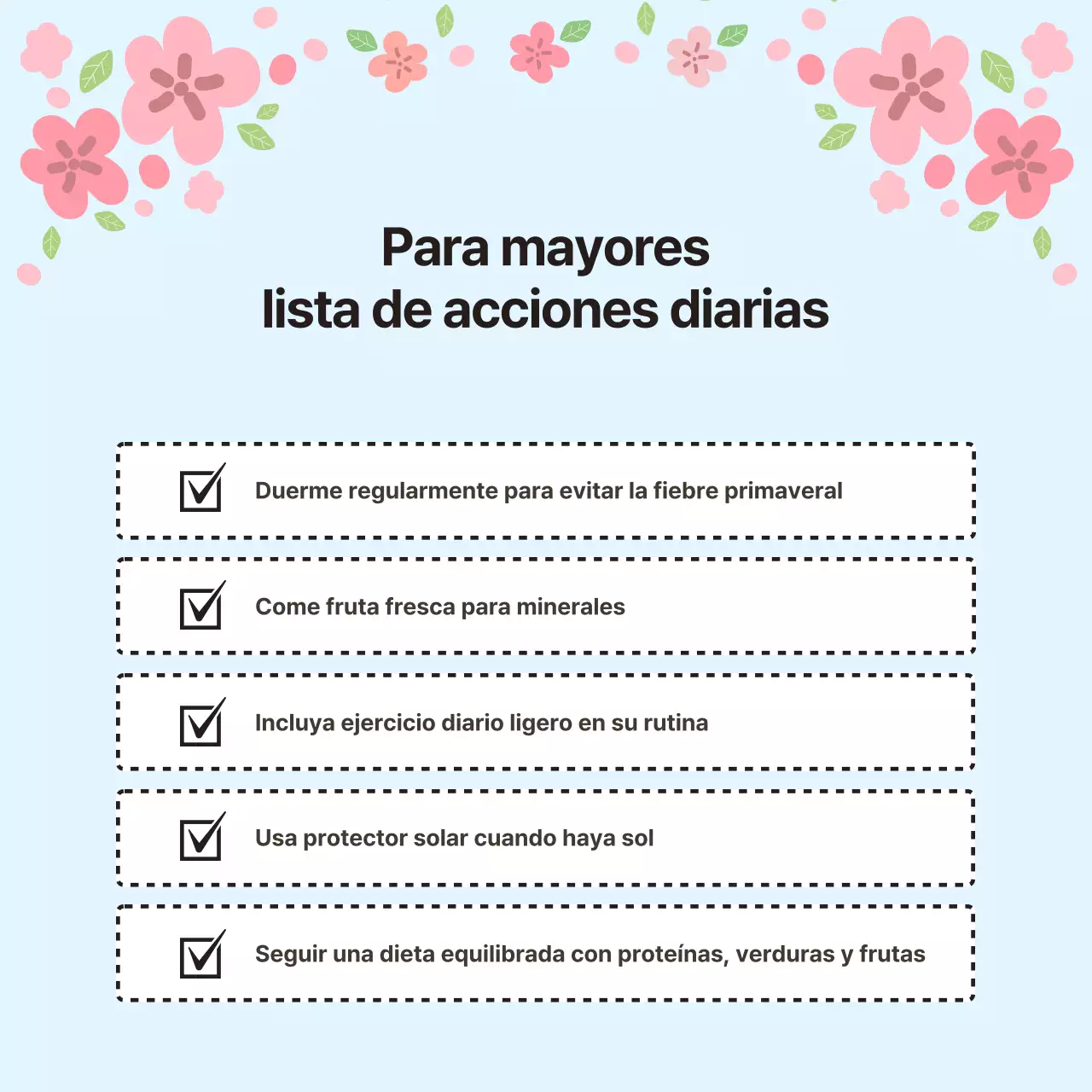 Primavera rosa y amarilla en el boletín sanitario para mayores