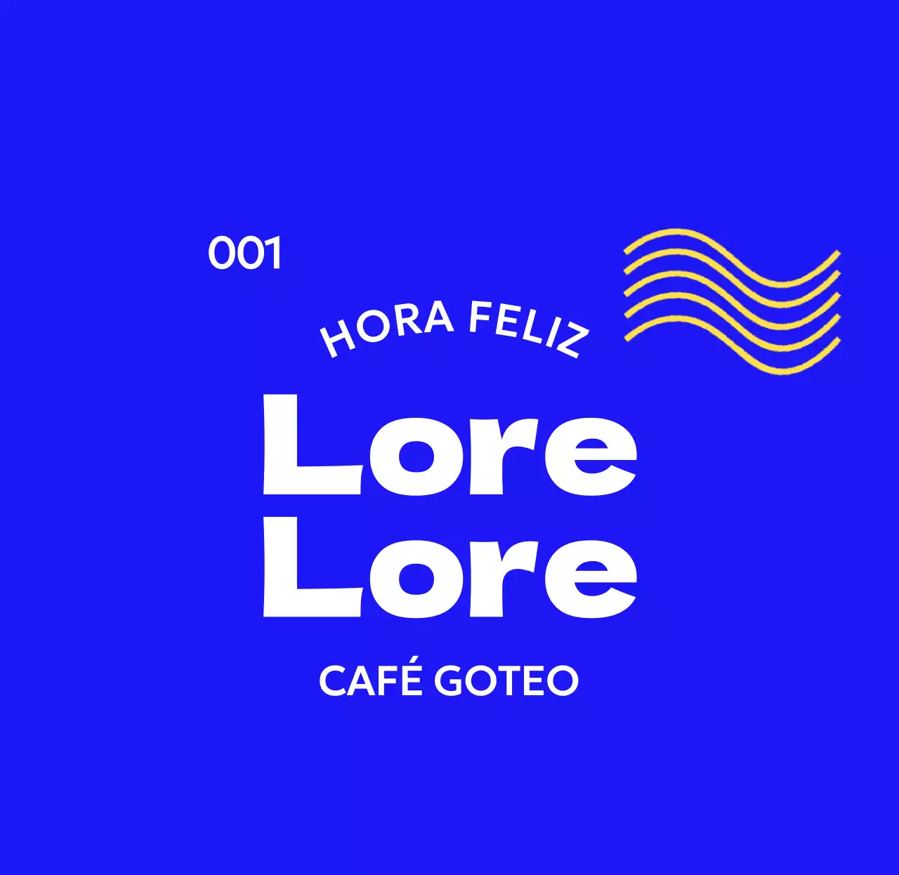 Mercancía sencilla de cafetería con texto curvado y ondas amarillas