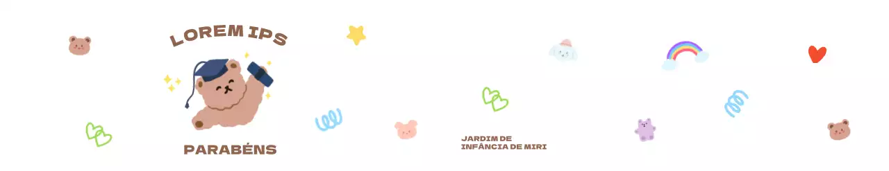 Uma formatura colorida e gira com a impressão da mão de um ursinho de peluche