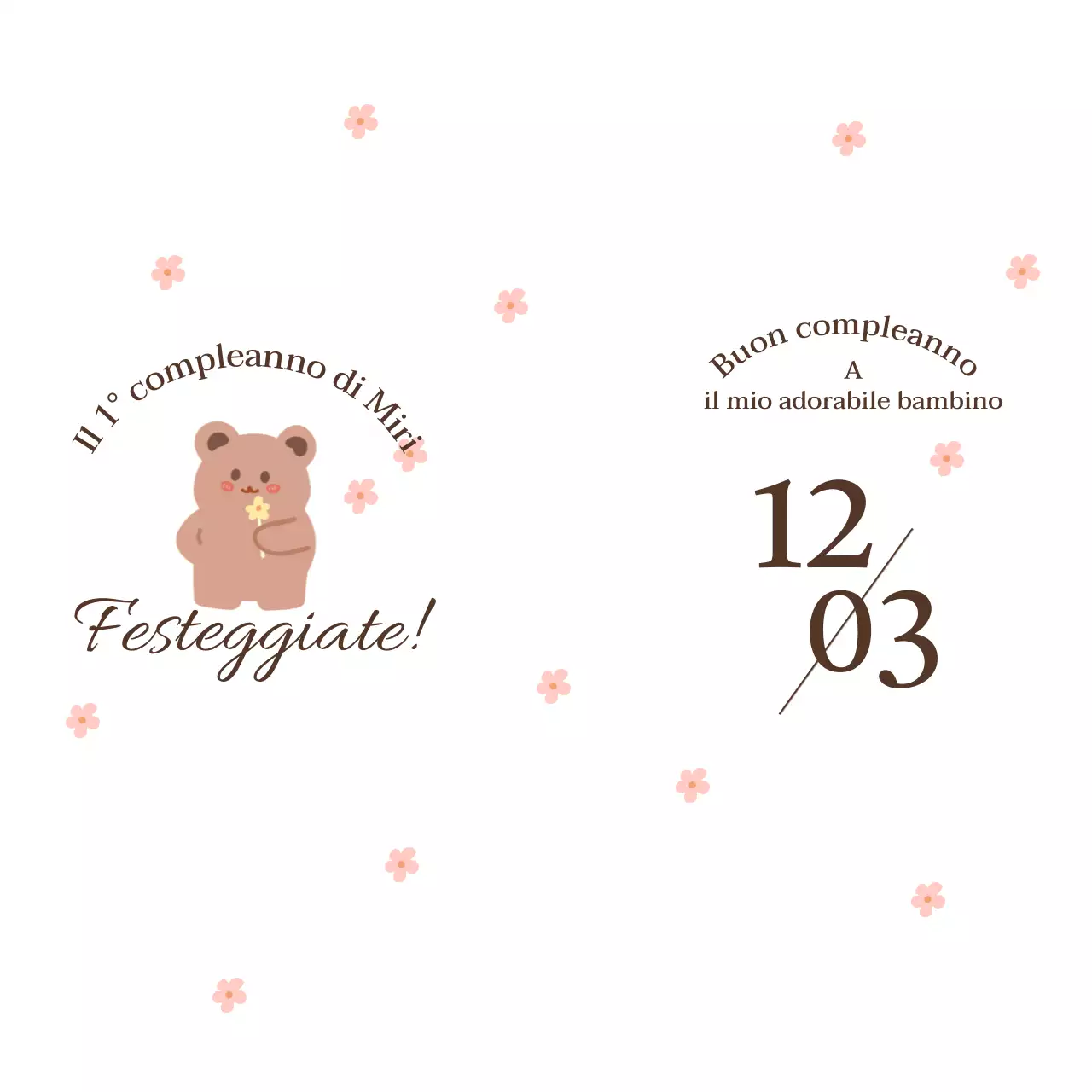 Disegno di un orso con fiori e di un banchetto di pietra con motivi floreali