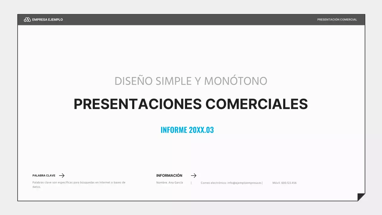 Una sencilla presentación empresarial en negro y azul claro