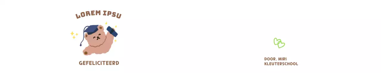 Een schattige afstudeerkrabbel met een teddybeer handafdruk