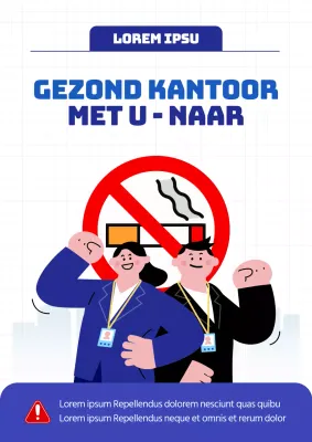 Basis rookvrij-aankondigingen voor op de werkplek in marineblauw en rood