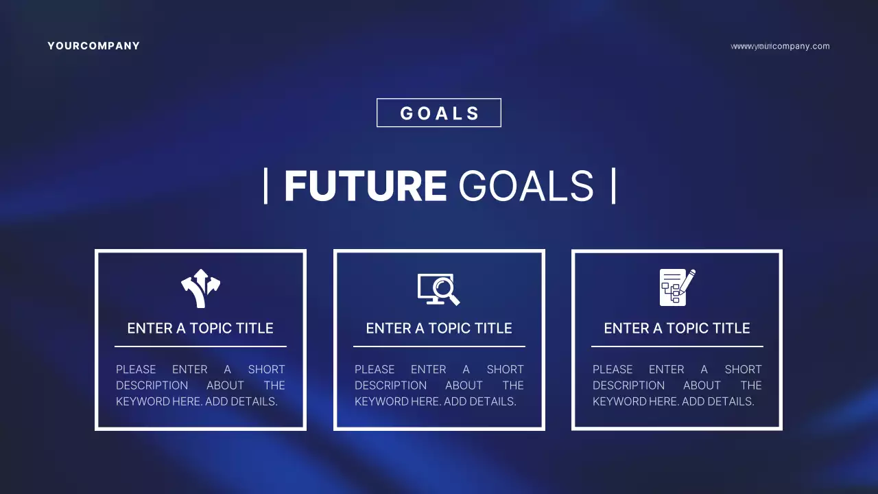 Shareholder meeting presentation with a navy blue background