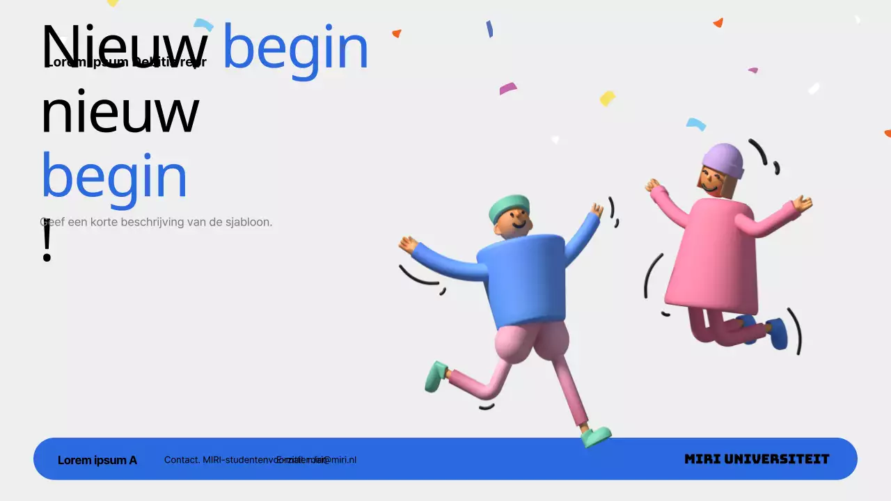 Een eenvoudig blauw en roze oriëntatierapport voor nieuwe studenten aan de universiteit