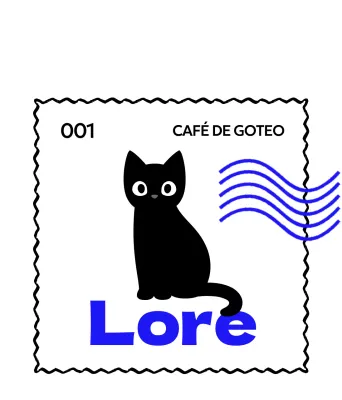 Mercancía de cafetería con simpáticos gatos y texto y ondas azules