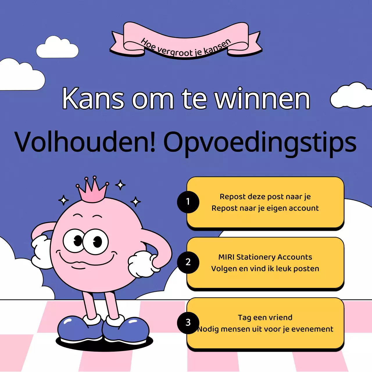 Een kitscherig paars en roze juichevenement promoten