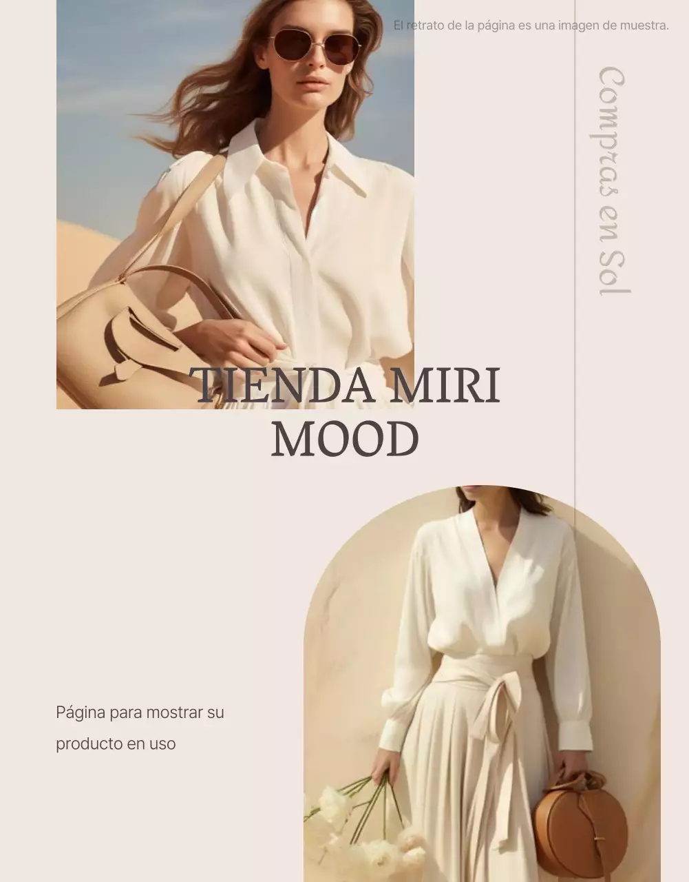 Promoción de un moderno centro comercial de moda sobre fondo beige