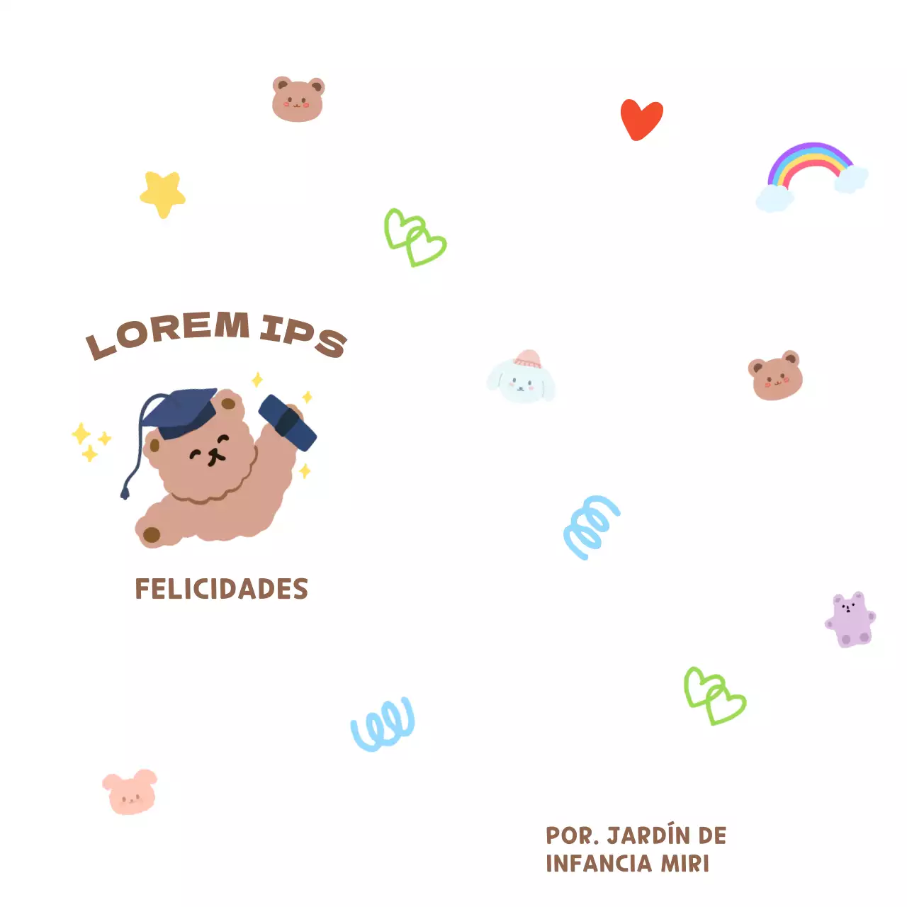 Una colorida y simpática graduación con la huella de la mano de un osito de peluche