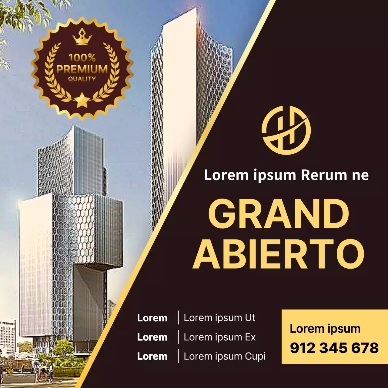 Promover citas para visitar una sencilla casa modelo marrón y dorada