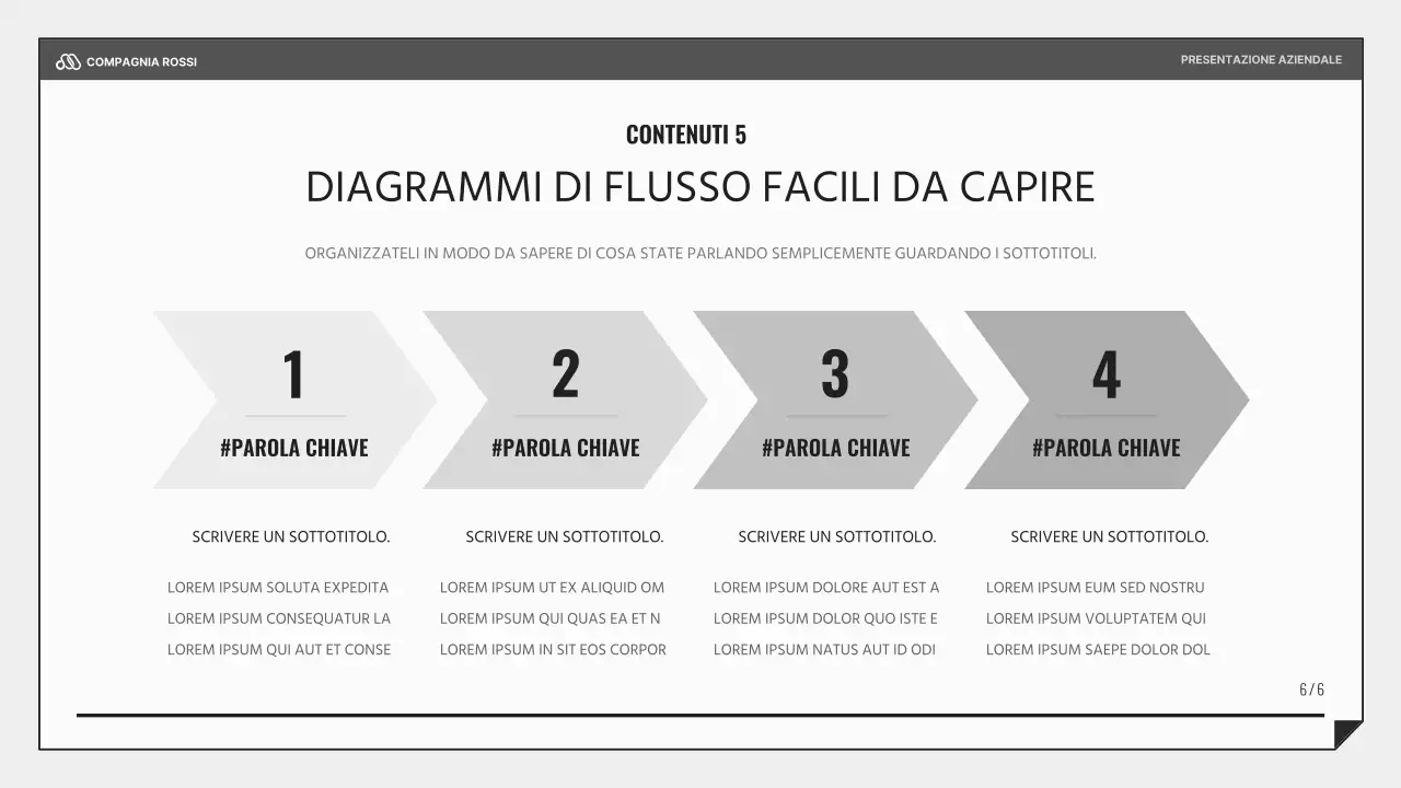 Una semplice presentazione aziendale in nero e azzurro