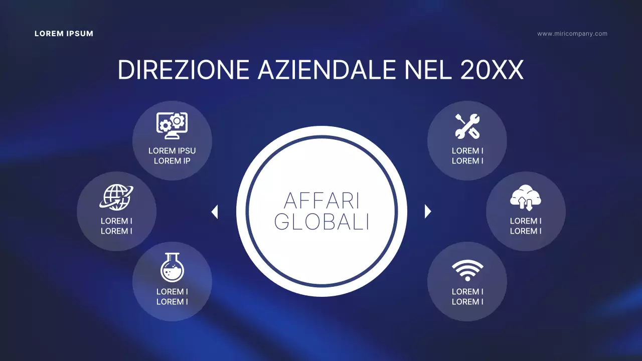 Presentazione dell'assemblea degli azionisti con sfondo indaco