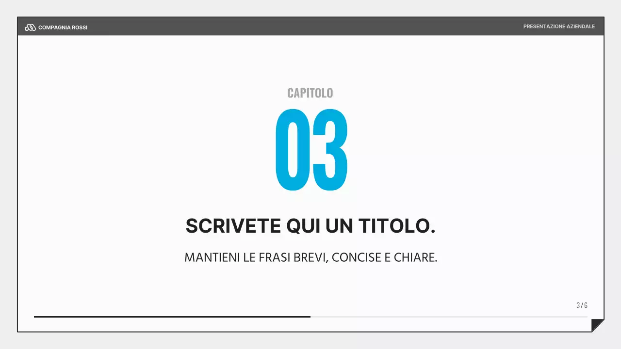 Una semplice presentazione aziendale in nero e azzurro