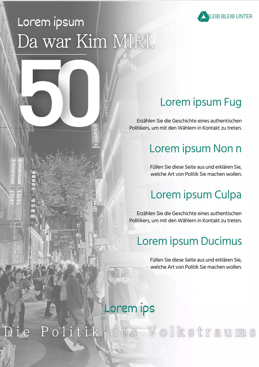 Förderung von Wahlkandidaten mit Kurzbeschreibungen und Einfachheit