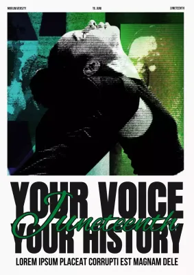 Werbung für eine Retro-Universitätsveranstaltung in Grün und Schwarz