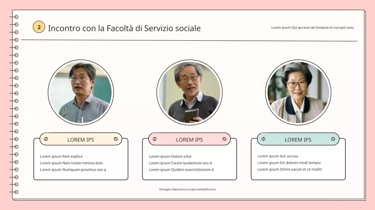 Un semplice orientamento per i nuovi dipendenti, in rosa e azzurro.