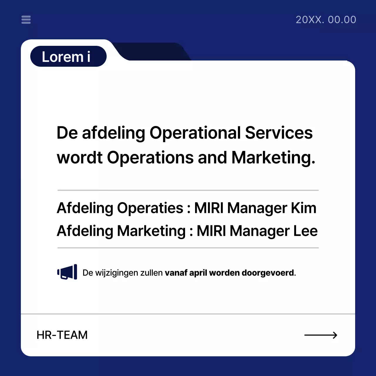 Eenvoudige bedrijfsaankondiging in blauw