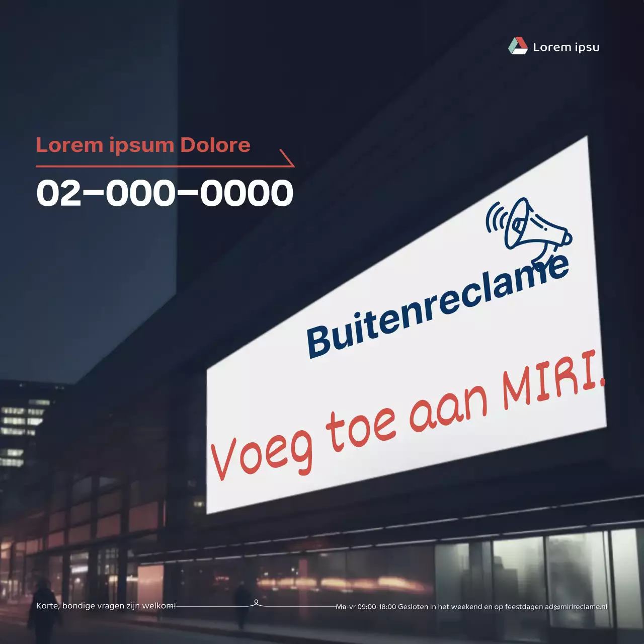 Promoot eenvoudige buitenreclame in oranje