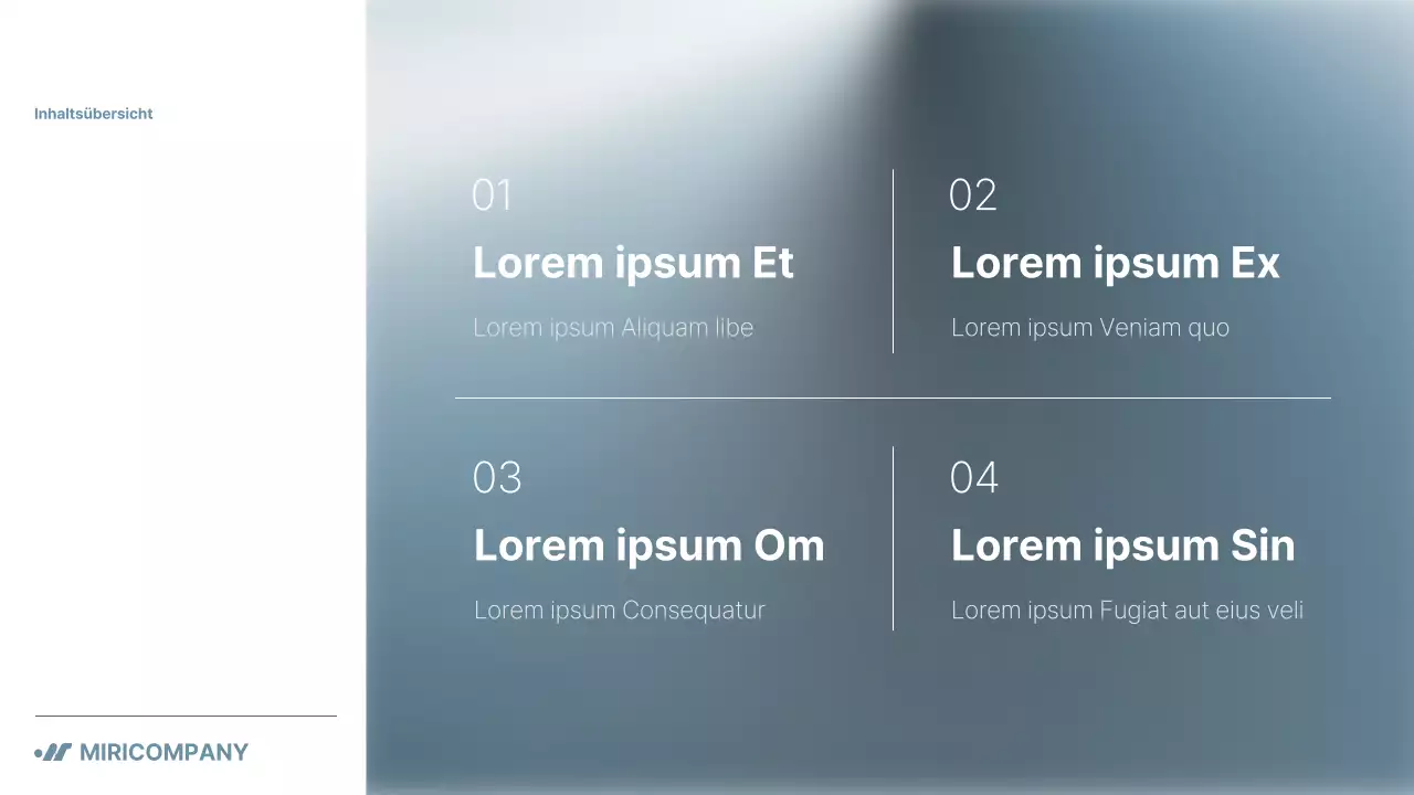 Minimalistischer Unternehmensprospekt in Hellblau und Grau