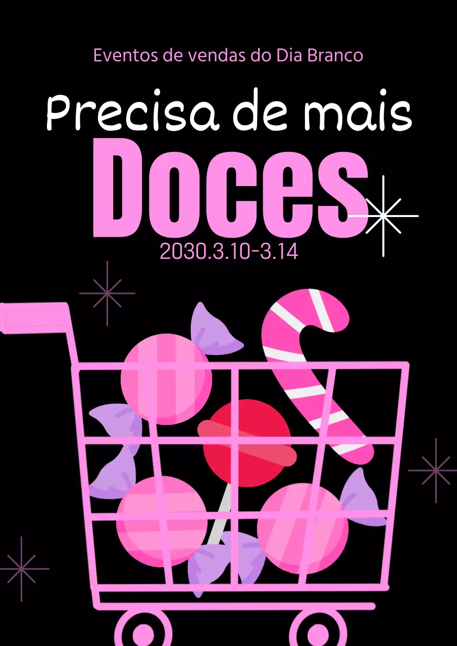 Folheto do evento de vendas do Dia Branco em cor-de-rosa e preto