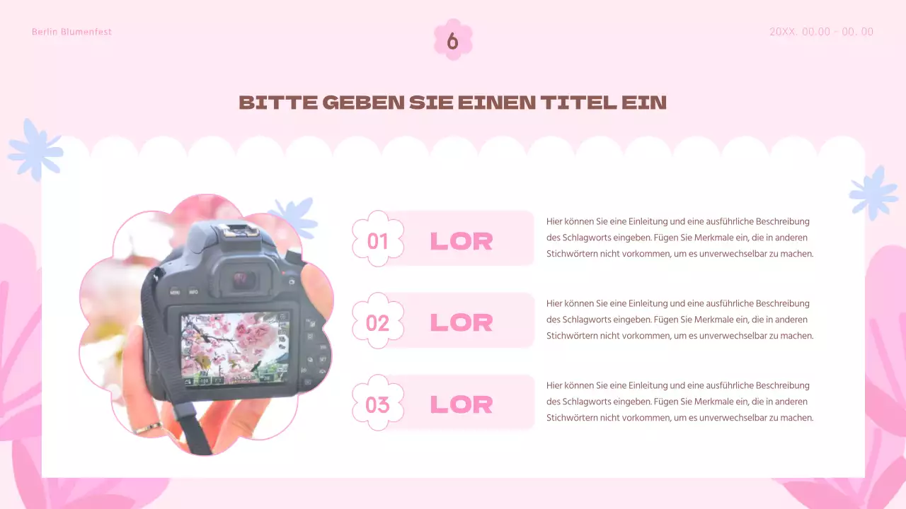 Ein blumiger Frühlingsfest-Planer mit rosa und hellblauen Farbtupfern