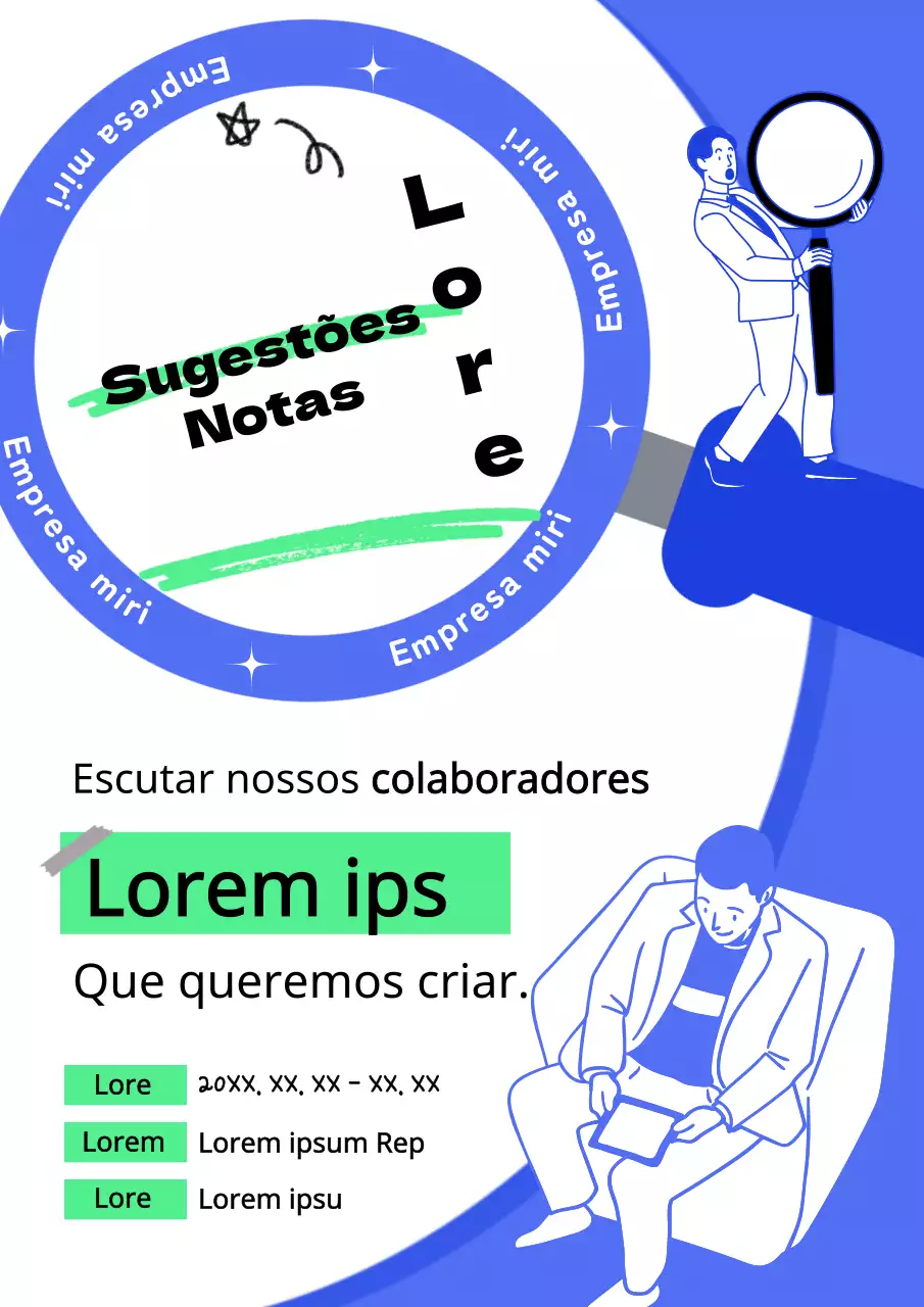 Sugestões destacadas a azul