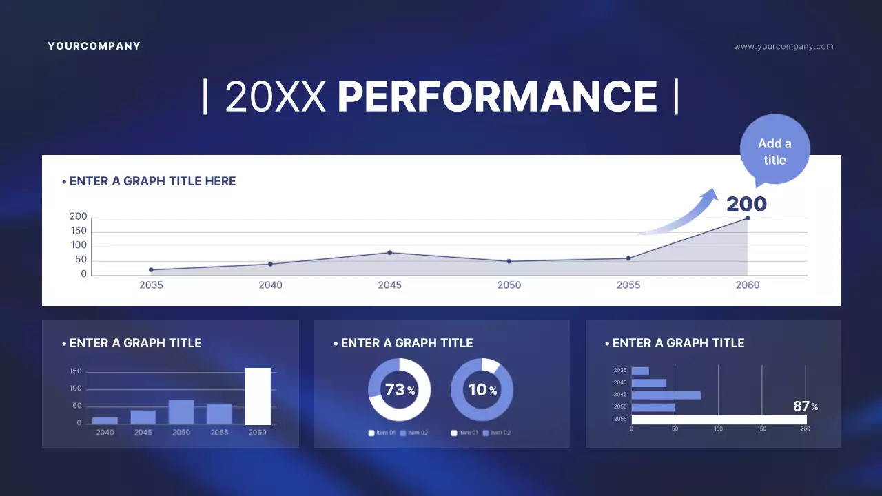 Shareholder meeting presentation with a navy blue background