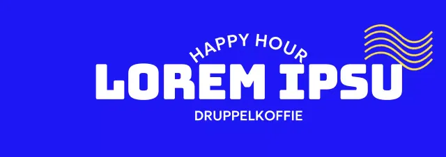 Eenvoudige caféartikelen met gebogen tekst en gele golven